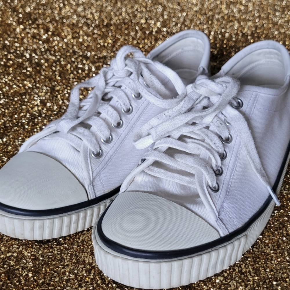 Celine Blank White Canvas Sneakers Sz 39